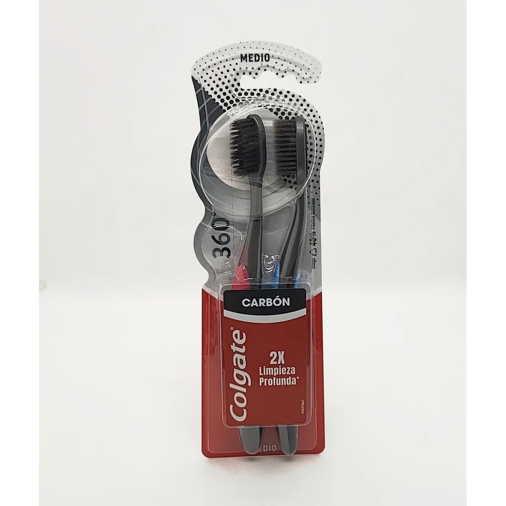 CEPILLO COLGATE 360 BLACK CARBON 2 X 1